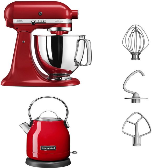 KitchenAid Küchenmaschine 5KSM125EER+Gratis Wasserkocher 5KEK1222EER, 300 W, 4,8 l Schüssel, mit Wasserkocher