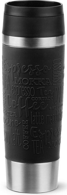 Emsa Thermobecher Travel Mug Classic, mit 360°-Trinköffnung, Edelstahl, Kunststoff, Silikon, 4h heiß, 8h kalt - 360 ml / 6h heiß, 12h kalt - 500 ml, 100% dicht