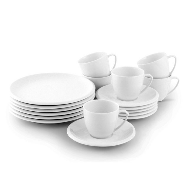 Friesland Porzellan Kaffeeservice Kaffee-Set 18tlg. Ecco Weiß, 6 Personen