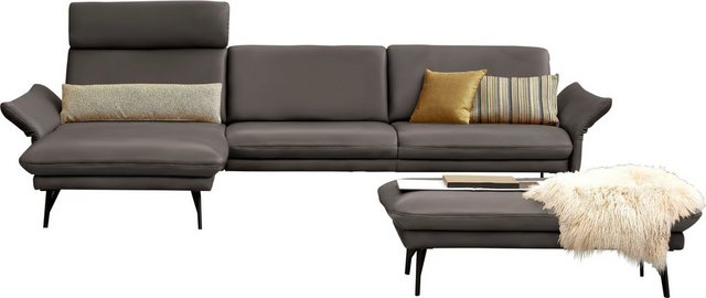 himolla Ecksofa 1928, mit Hocker, Füße anthrazit