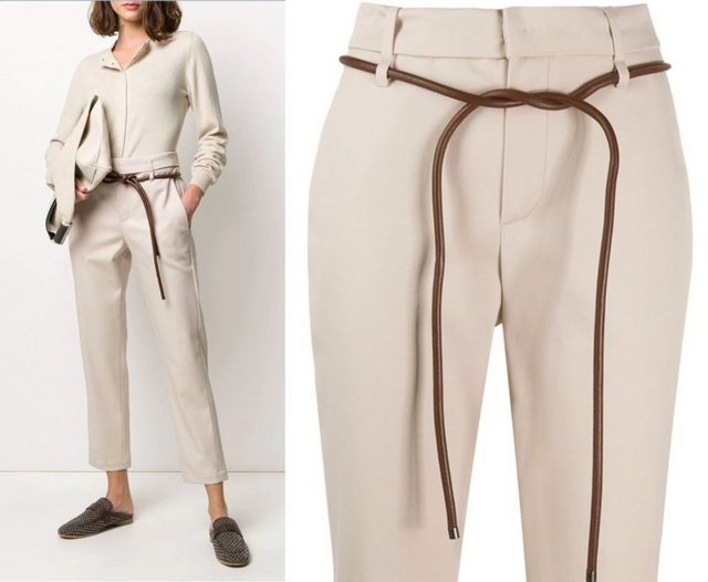 BRUNELLO CUCINELLI Boyfriend-Hose BRUNELLO CUCINELLI Cigarette Trousers With Leather Belt Pants Cropped im Sale