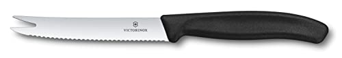 Victorinox, 6.7863, Swiss Classic, Käse- und Wurstmesser, Extra scharfe Klinge, mit Wellenschliff, robuster Kunststoff-Griff, Schwarz, Made in Switzerland, Spülmaschinengeeignet im Sale