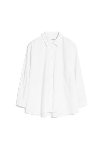 ARMEDANGELS EALGAA - Damen White Bluse Langarm Rundhalsausschnitt Loose Fit im Sale