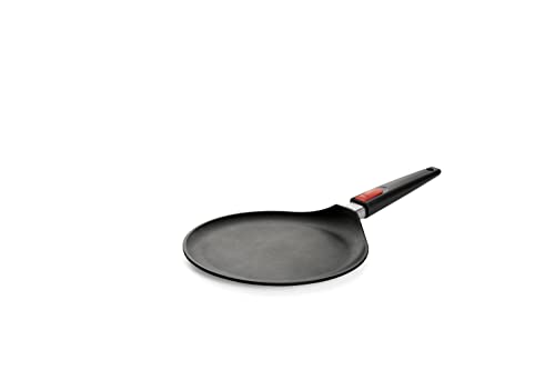 Woll Nowo Titanium Crêpespfanne - Induktiv-, Ø 26 cm, mit abnehmbarem Stiel - Geeignet für alle Herdarten, Aluminiumguss, Antihaft-Versiegelung, backofenfest, schwarz