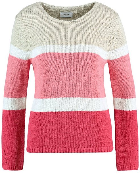 GERRY WEBER Rundhalspullover Pullover mit Struktur-Strick und Colourblocking im Sale