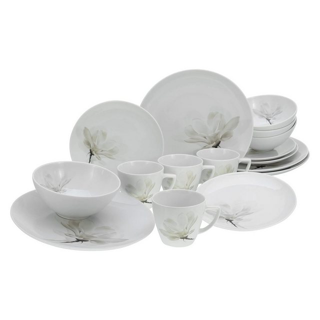 CreaTable Geschirr-Set Magnolie weiss, Serie Magnolie weiss, Mikrowellengeeignet im Sale