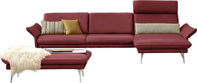 himolla Ecksofa 1928, mit Hocker, Füße Edelstahloptik