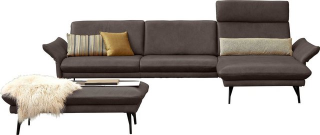 himolla Ecksofa 1928, mit Hocker, Füße anthrazit