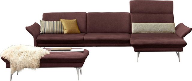 himolla Ecksofa 1928, mit Hocker, Füße Edelstahloptik