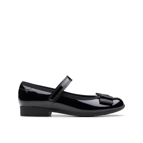 Clarks Mädchen Geschlossene Ballerinas, Schwarz (Black Pat Black Pat), 35 EU im Sale