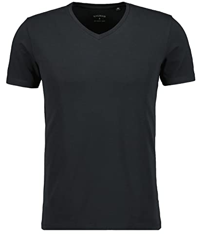 RAGMAN Herren T-Shirt V-Ausschnitt Uni, Body fit , Schwarz-009 im Sale