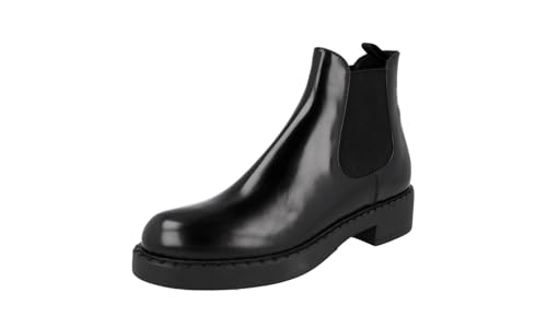 Prada Damen Schwarz gebürstetes Spazzolato Leder Stiefelette 1T251M ULS F0002 39.5 EU im Sale