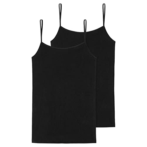 Schiesser Damen 2 Pack Spaghetti Top Unterhemd Bio Baumwolle - 95/5 Organic Unterwäsche, Schwarz_174388, 40 EU im Sale