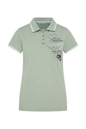 SOCCX Damen Pikee-Polo mit Rücken-Artwork Muted Aqua im Sale