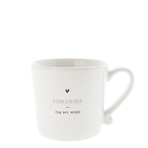 Bastion Collections Becher mit Henkel SUNSHINE ON MY MIND Keramikbecher weiss Keramikgeschirr BC Mug Küche gedeckter Tisch, Weiß, RJ/MUG 021 BL