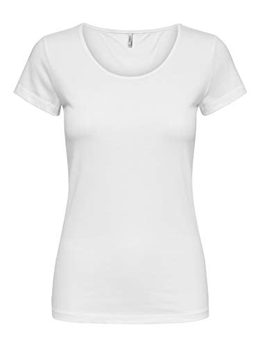 ONLY Damen T-Shirt Onllive Love Life Basic Damenshirt 15205059 White im Sale