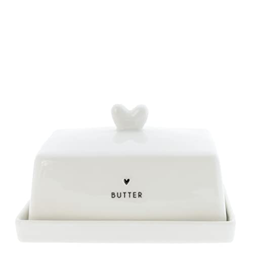 BC Butterdose BUTTER Heart Keramik weiß schwarz Küchenaccessoires Kochen Aufbewahrung gedeckter Tisch