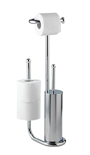 WENKO Stand WC-Garnitur Universalo Chrom, mit integriertem Toilettenpapierhalter und WC-Bürstenhalter, aus verchromtem Stahl, 20 x 62,5 x 23 cm im Sale