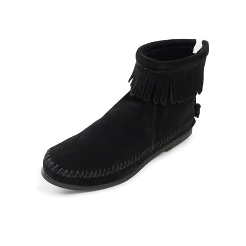 Minnetonka Damen Back Zip Boot Mokassin Stiefel, Schwarz (Black 9) im Sale