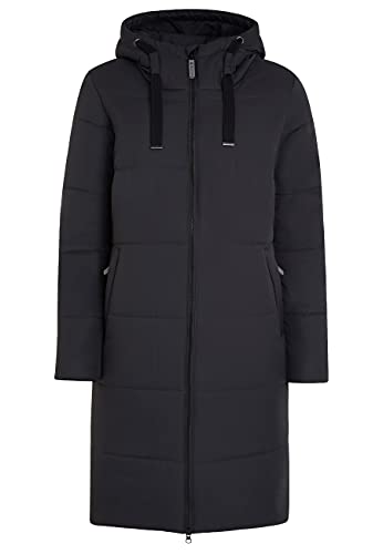 ELKLINE Damen Steppmantel Comfort | langer Wintermantel mit verstellbarer Kapuze | 2-Wege Reißverschluss mit Kinnschutz 2019060, Farbe:black - black, Größe:44 im Sale