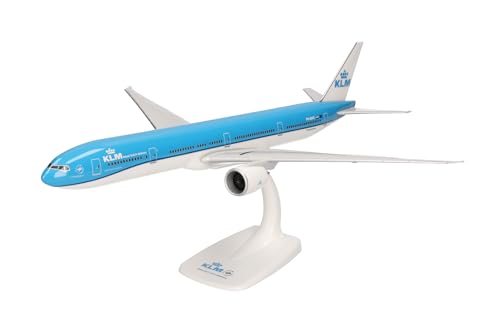 herpa Snap-Fit Modellflugzeug KLM Boeing 777 300ER, Miniatur im Maßstab 1:200, Sammlerstück, Modell mit Standfuß, Kunststoff, Blau/Weiß, Blau/Weiß im Sale