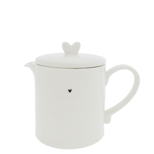 Teekanne Relief Heart Keramik weiß schwarz H16cm LI/TEAPOT HE 008WH Keramikgeschirr gedeckter Tisch