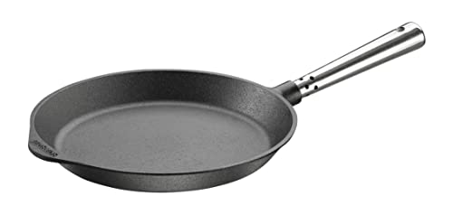 Bratpfanne 24 cm. Edelstahlgriff. Auf allen Herdarten, Ofen, Grill & offenem Feuer einsetzbar