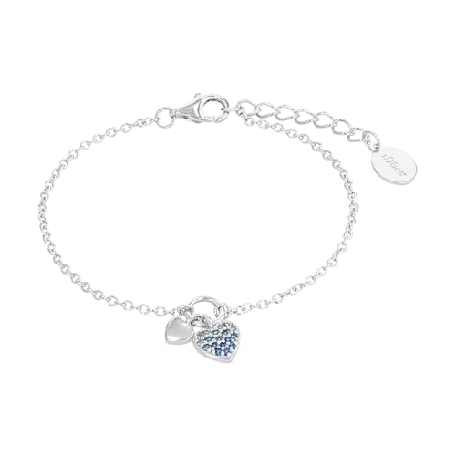 s.Oliver Armband 925 Sterling Silber Mädchen Kinder Armschmuck, mit Zirkonia synth., 14+2 cm, Silber, Herz, Kommt in Schmuck Geschenk Box, im Sale