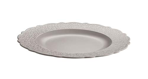 Alessi, Dressed en plein air MW72/1 WG, Speiseteller aus Melamin mit Reliefdekor, Warm Grey.