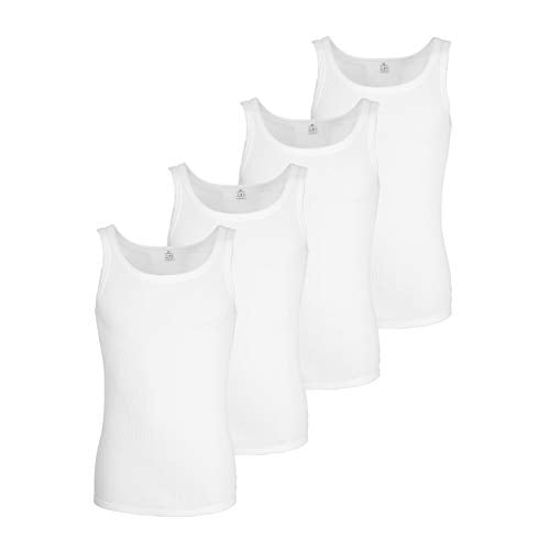 Götzburg 4er Pack Herren Unterhemd Classic Tank Top weiß - gekämmte Feinripp - 100% natürliche Baumwolle (Weiss) 7 im Sale