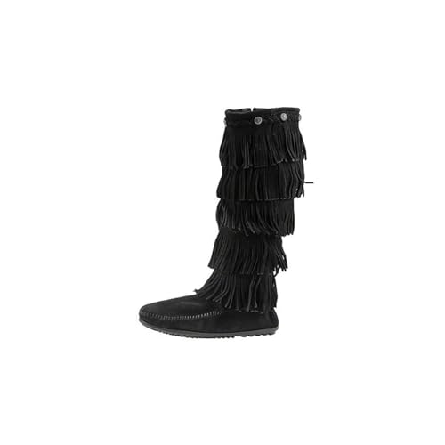 Minnetonka Damen 5-LAYERFRINGEBOOT Mokassin Stiefel, Schwarz (Black) im Sale