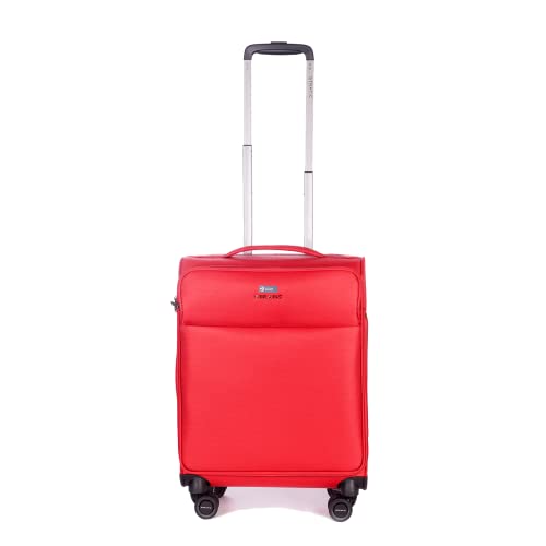 Stratic Light + Koffer Weichschale Reisekoffer Trolley Rollkoffer Handgepäck, TSA Kofferschloss, 4 Rollen, Erweiterbar, Größe S, Rot