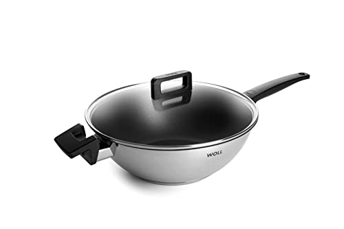 Woll Concept Wok- und Rührpfanne - Induktiv -, Ø 30 cm, 10 cm hoch, Geeignet für alle Herdarten, Edelstahl, backofenfest bis zu 200°, silber, mit Antihaftversieglung im Sale