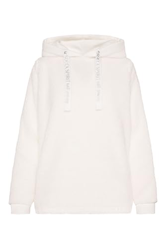 SOCCX Damen Hoodie aus Teddyplüsch mit Sweatkapuze Ivory im Sale