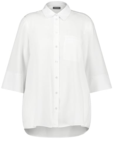 Samoon Damen 3/4 Arm Bluse aus Tencel™ Lyocell 3/4 Arm, mit Schlitz unifarben White 50 im Sale