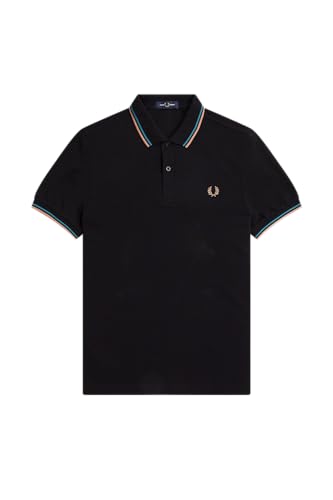 POLO UOMO FRED PERRY M3600 BLK/CYBLU/LGTRST im Sale