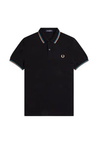 Thumbnail for POLO UOMO FRED PERRY M3600 BLK/CYBLU/LGTRST im Sale