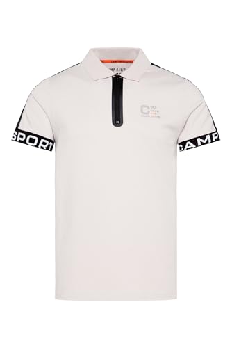 Camp David Herren Poloshirt mit Zipper und reflektierenden Prints Shell im Sale