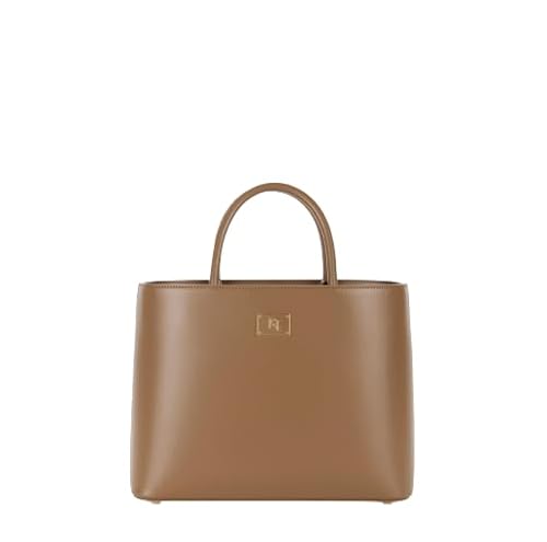 Elisabetta Franchi Tasche BS08A41E2 Shopper Mediatortora Plakette Emaille, Taupe, 30x24x11cm im Sale