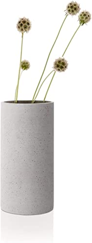 blomus -COLUNA- Vase aus Polystone, hellgrau, puristische Beton-Optik, dekorative Vase in moderner Optik, hohe Tischdeko, exklusives Wohnaccessoire (H / B / T: 24 x 12 x 12 cm, hellgrau, 65596) im Sale