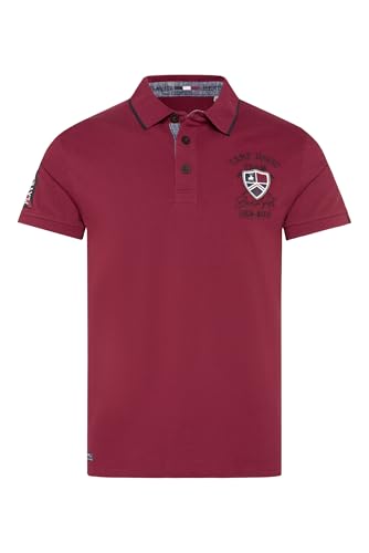 Camp David Herren Pikee-Polo mit Label Patches und Stickereien Burgundy im Sale