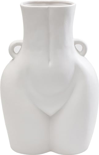 Kare Design Vase Donna, Weiß, Keramik Steingut glasiert, Unikat, handbemalt, Accessoire, Blumenvase, Dekovase, Vasenbehälter, 40cm im Sale