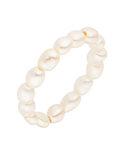 Purelei Pearly Ring (Weiß), Elastischer Anti-Stress Ring aus wasserfesten Perlen, Eleganter Ring mit Keshi Perlen, Geschenke für Damen, Anxiety Ring, im Sale