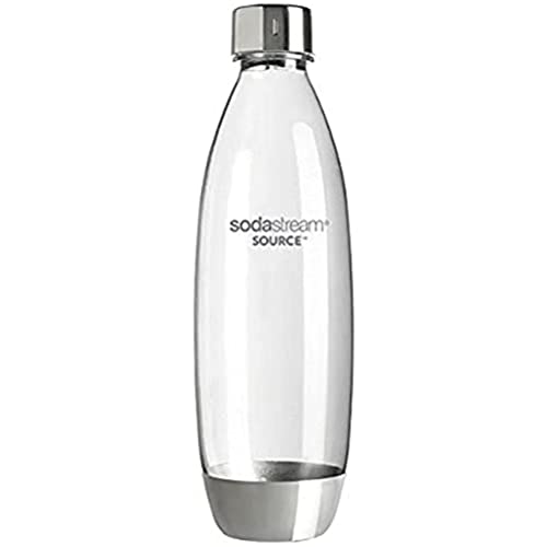 SodaStream Fuse PET-Flasche Ersatzflasche für SodaStream Wassersprudler mit Einklick-Mechanismus, 1L, mit Edelstahlelementen