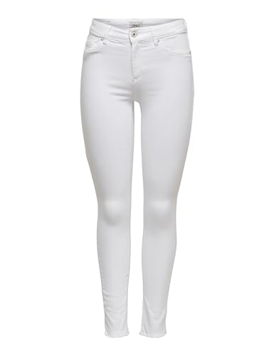 Damen ONLY Skinny Fit Jeans | Mid Waist Stretch Denim Hose | ONLBLUSH Life Röhrenjeans, Farben:Weiß, im Sale