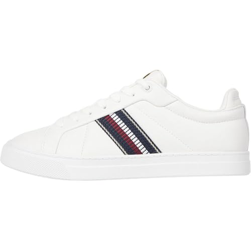 Tommy Hilfiger ICON COURT SNEAKERS STRIPES ( Niedriger Schnitt (Schuhe) Damen, Weiß (Ecru), 39 EU im Sale