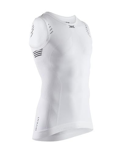 X-Bionic Herren Invent Singlet T Shirt, Arctic White/Opal Black, im Sale