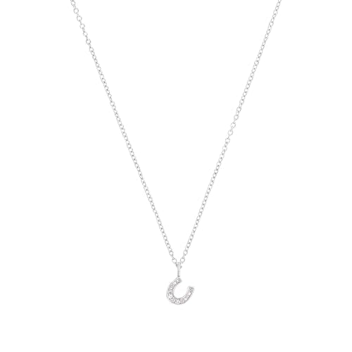 s.Oliver Kette mit Anhänger 925 Sterling Silber Mädchen Kinder Halsschmuck, mit Zirkonia synth., 37+3 cm, Silber, Hufeisen, Kommt in Schmuck Geschenk Box, 2032579 im Sale