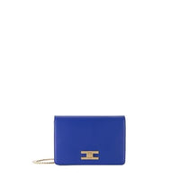 Thumbnail for Elisabetta Franchi Tasche BS03A41E2 blau Indigo Schultergurt Logo Lauflernhilfe gold, Indigoblau, 20x14x7cm im Sale