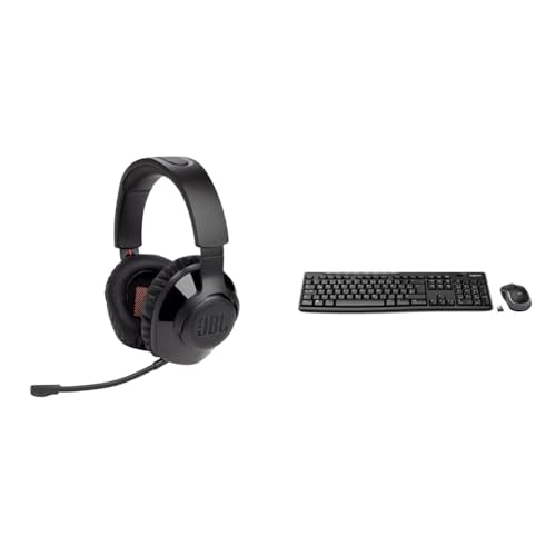 JBL Quantum 350 Over-Ear Gaming Headset – Schwarz & Logitech MK270 Kabelloses Set mit Tastatur und Maus für Windows im Sale